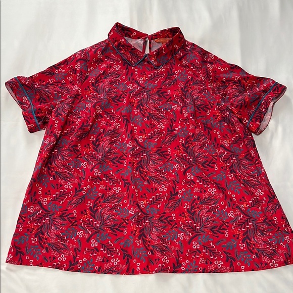NWOT ModCloth Floral Print Short Sleeve Blouse - Picture 1 of 5